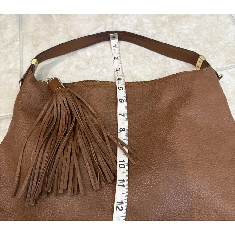 Michael Kors Slouch Purse Shoulder Bag Tassel Brown Leather‎ Hobo Boho Festival